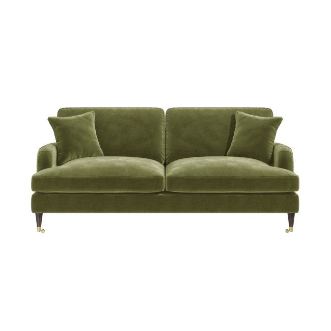 Olive Green Velvet 3 Seater Sofa - Payton