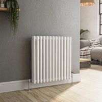 Reggio White Horizontal Triple Column Traditional Radiator 600x605mm 2586 BTU - Cast Iron Style