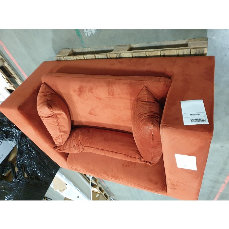 ALMOST PERFECT - Burnt Orange Velvet Cuddle Chair - Hudson