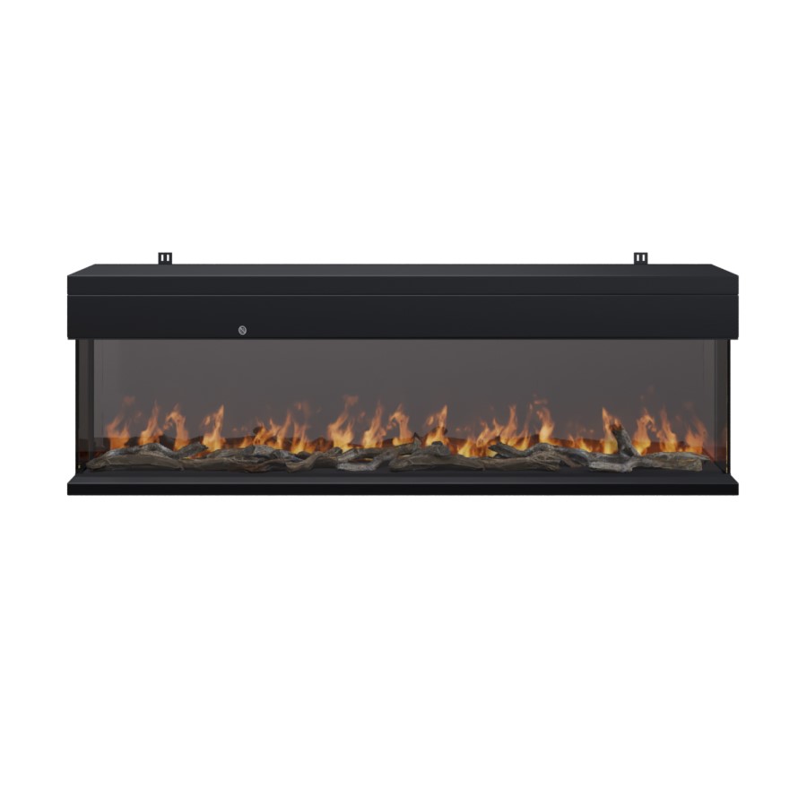 ONLY OPENED - Black 60inch WiFi Enabled Inset Electric Media Wall Fireplace - AmberGlo