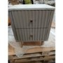 IMPERFECT - Taupe 2-Drawer Marble Top Fluted Bedside Table - Lucia
