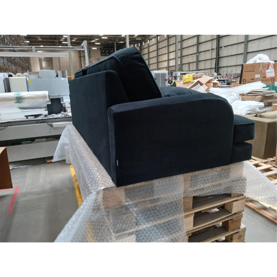 GRADE A3 - Black Velvet 4 Seater Sofa - Payton