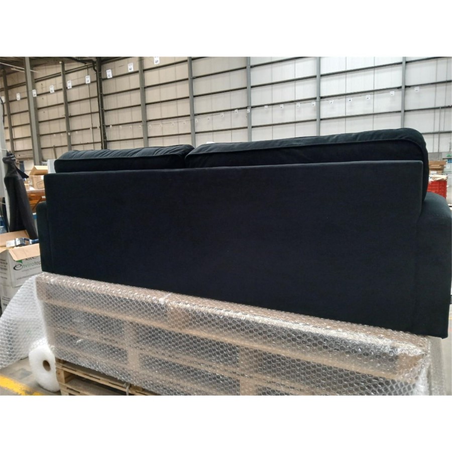 GRADE A3 - Black Velvet 4 Seater Sofa - Payton