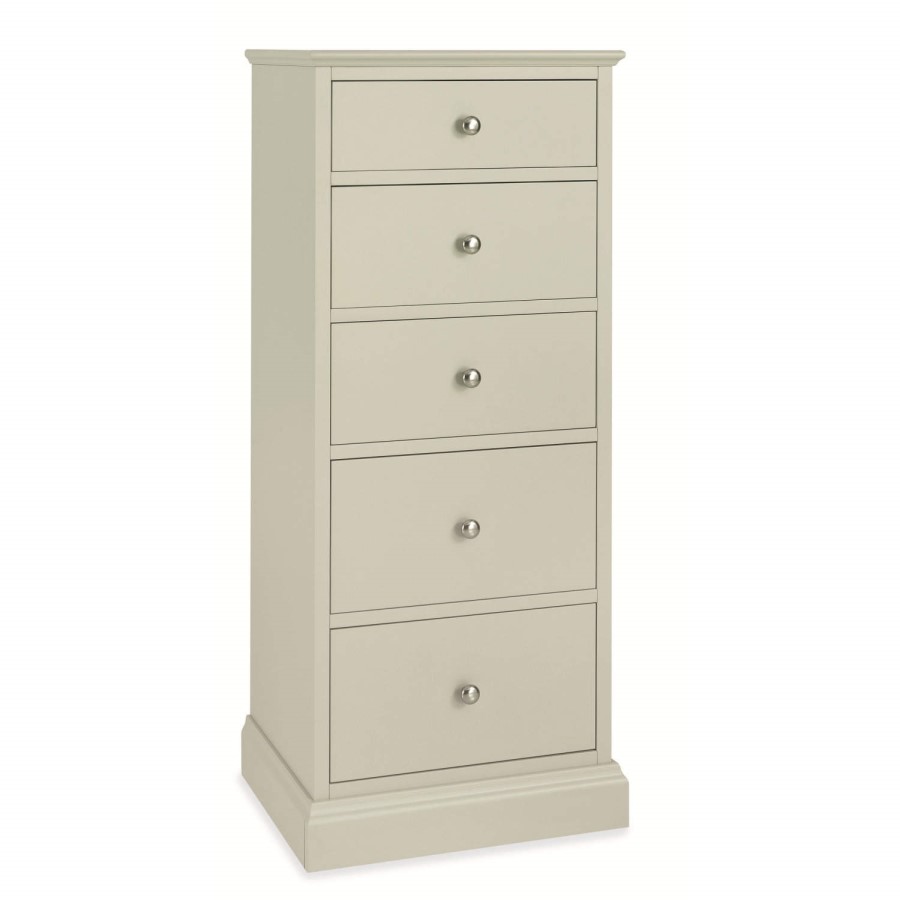 GRADE A1 - Bentley Designs Ashby 5 Drawer Tall Chest In Cotton White 