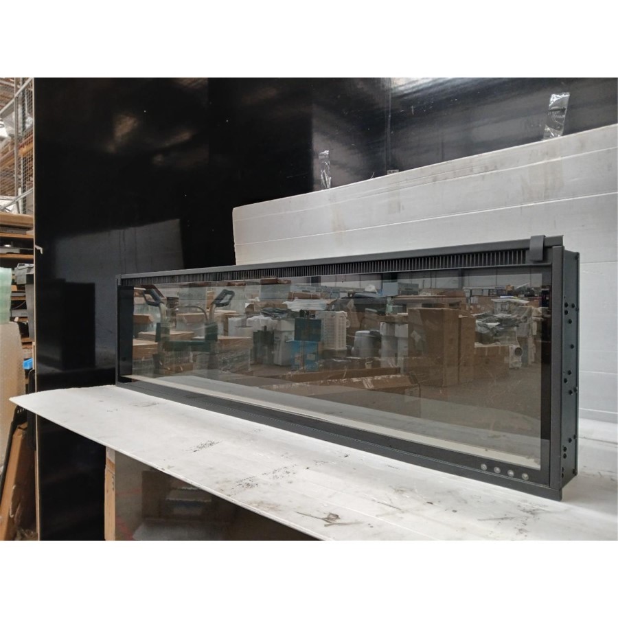 GRADE A3 - Black Slimline Inset Electric Media Wall Smart Fire Place - 60 Inch - AmberGlo