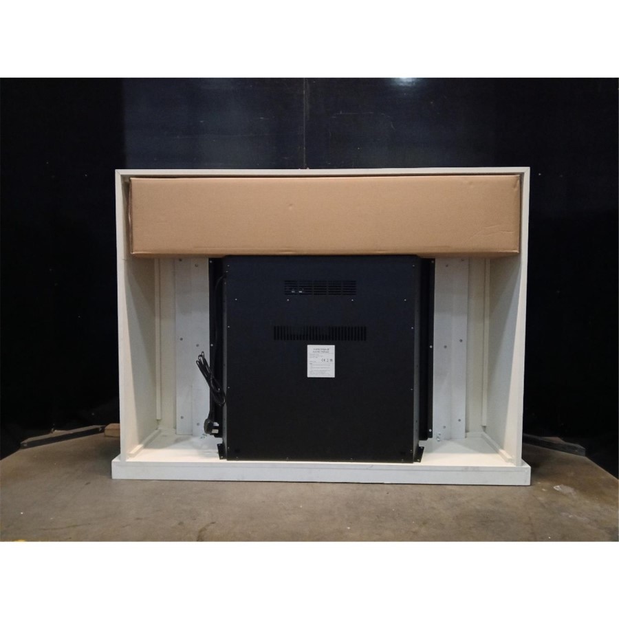 GRADE A3 - Cream Fire Surround and Electric Fire with Logs - AmberGlo