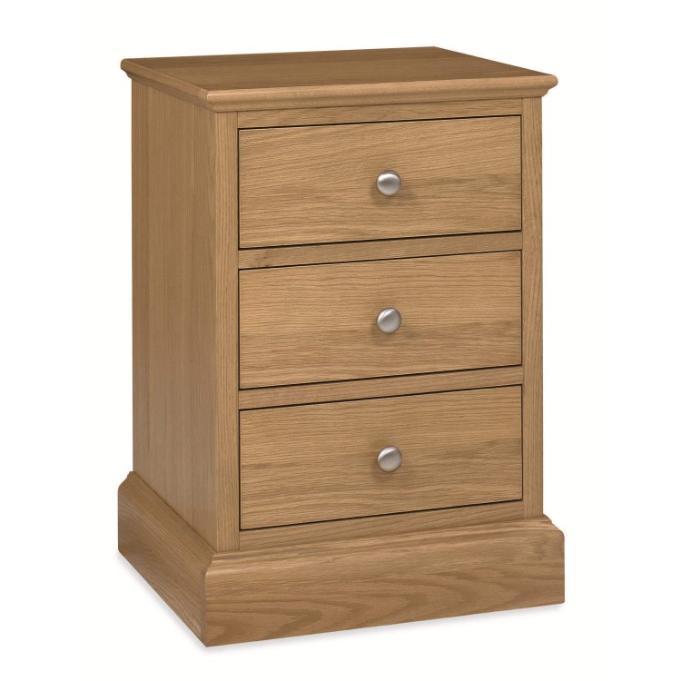 Bentley Designs Ashby 3 Drawer Bedside Table In Oak 