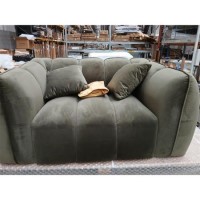 GRADE A3 - Khaki Green Velvet Love Seat - Elod