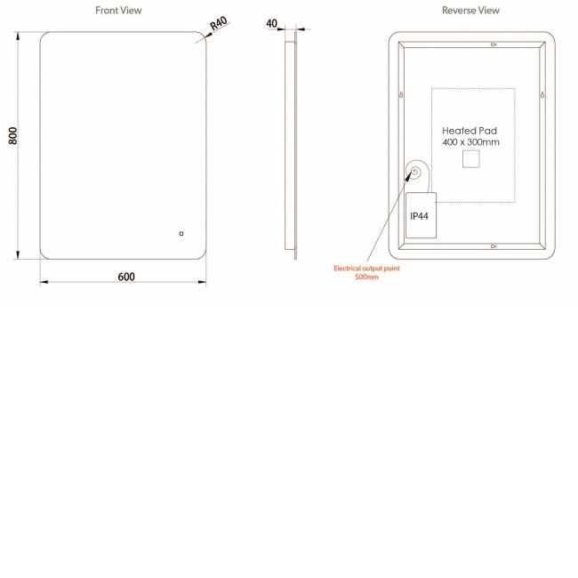 Rectangular Backlit Heated Bathroom Mirror with Lights 600 x 800mm- HiB Ambience 60