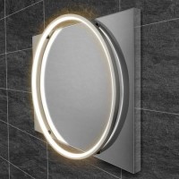 Chrome Round Heated Bathroom Mirror with Lights 500 x 700mm- HiB Solas 50