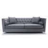 Grey Brushed Velvet 4 Seater Sofa - Diamante Button &amp; Tufted Detailing