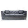 Grey Brushed Velvet 4 Seater Sofa - Diamante Button & Tufted Detailing