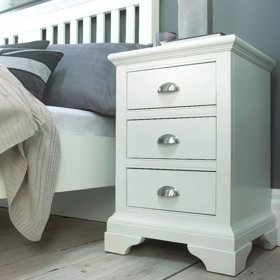 GRADE A2 - Bentley Designs Hampstead White 3 Drawer Bedside Table