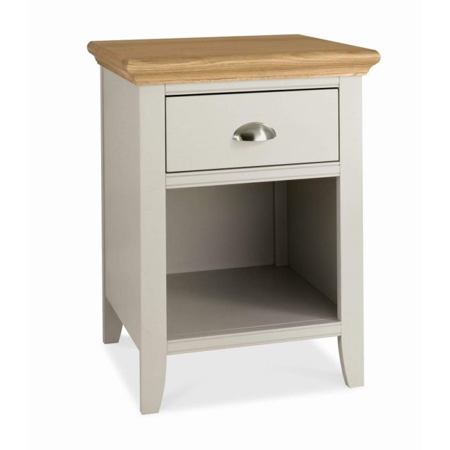 Bentley Designs Hampstead 1 Drawer Bedside Table in Soft Grey and Oak