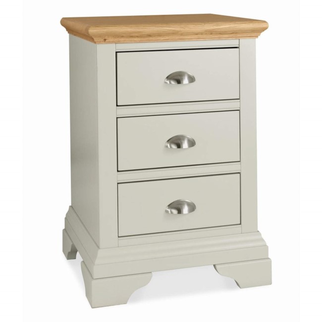 Bentley Designs Hampstead 3 Drawer Bedside Table in Soft Grey and Oak