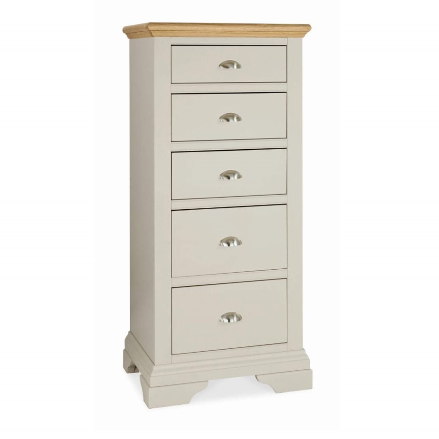 Bentley Designs Hampstead Tall Chest of Drawers in Soft Grey and Oak