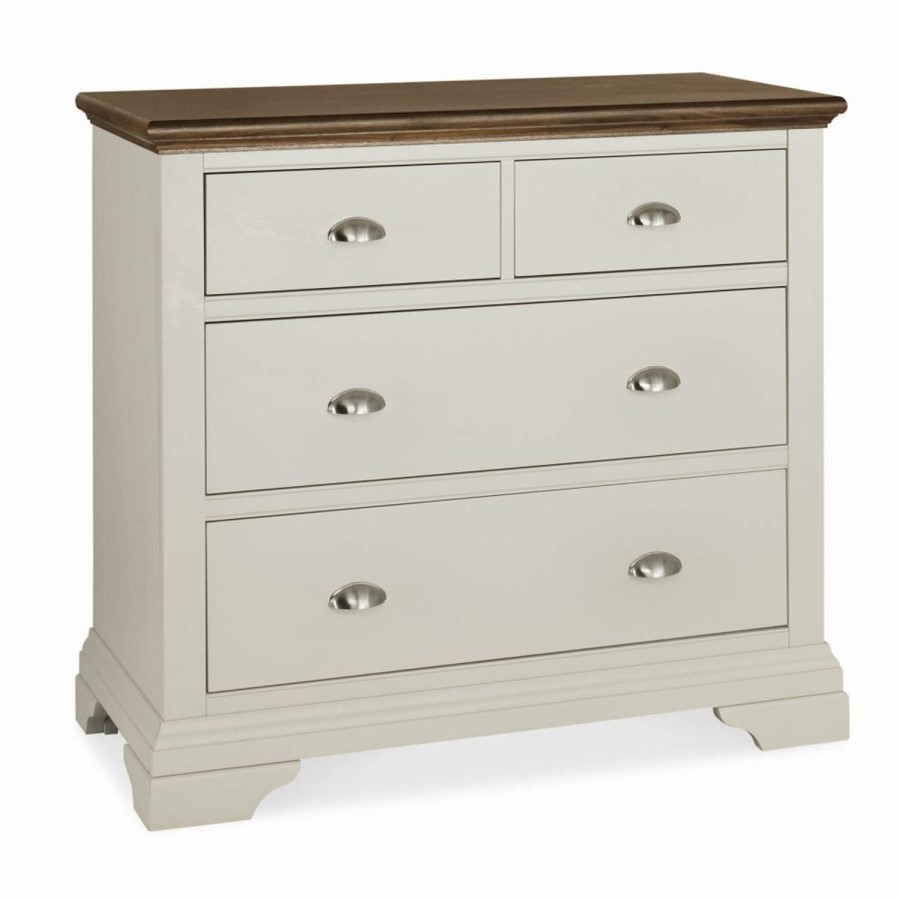 Bentley Designs Hampstead 2+2 Drawer Chest in Soft Grey and Walnut