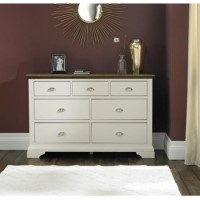 Bentley Designs Hampstead 3+4 Drawer Chest in Soft Grey and Walnut