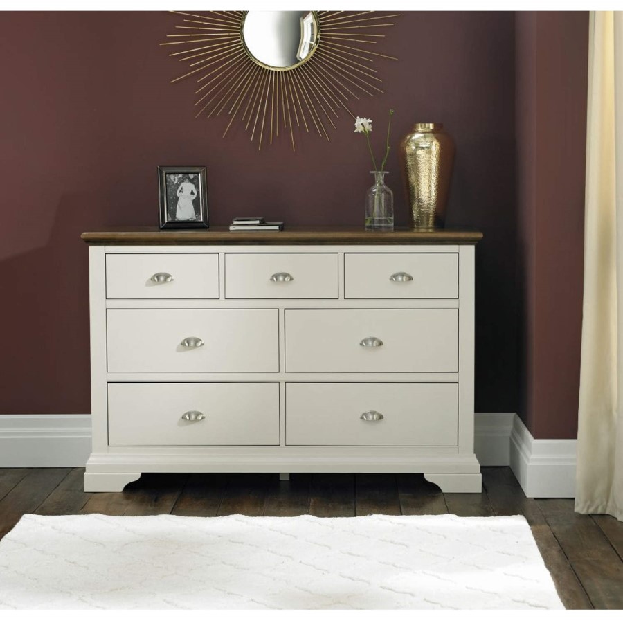 Bentley Designs Hampstead 3+4 Drawer Chest in Soft Grey and Walnut
