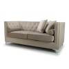 Mink Brushed Velvet 3 Seater Sofa - Diamante Button &amp; Tufted Detailing