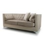 Mink Brushed Velvet 3 Seater Sofa - Diamante Button & Tufted Detailing