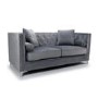 Grey Brushed Velvet 3 Seater Sofa - Diamante Button & Tufted Detailing