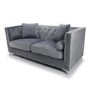 Grey Brushed Velvet 3 Seater Sofa - Diamante Button & Tufted Detailing