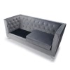 Grey Brushed Velvet 3 Seater Sofa - Diamante Button &amp; Tufted Detailing