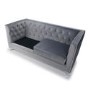 Grey Brushed Velvet 3 Seater Sofa - Diamante Button & Tufted Detailing