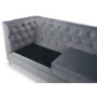 Grey Brushed Velvet 3 Seater Sofa - Diamante Button & Tufted Detailing