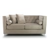 Mink Brushed Velvet 2 Seater Sofa - Diamante Button &amp; Tufted Detailing