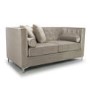 Mink Brushed Velvet 2 Seater Sofa - Diamante Button & Tufted Detailing