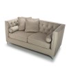 Mink Brushed Velvet 2 Seater Sofa - Diamante Button &amp; Tufted Detailing