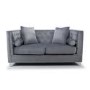 Grey Brushed Velvet 2 Seater Square Edge Diamante Buttons Luxury Sofa