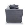 Grey Brushed Velvet 2 Seater Square Edge Diamante Buttons Luxury Sofa