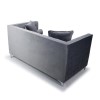 Grey Brushed Velvet 2 Seater Square Edge Diamante Buttons Luxury Sofa