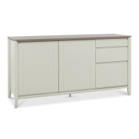 Bergen Office Wide Sideboard in Soft Grey & Washed Oak
