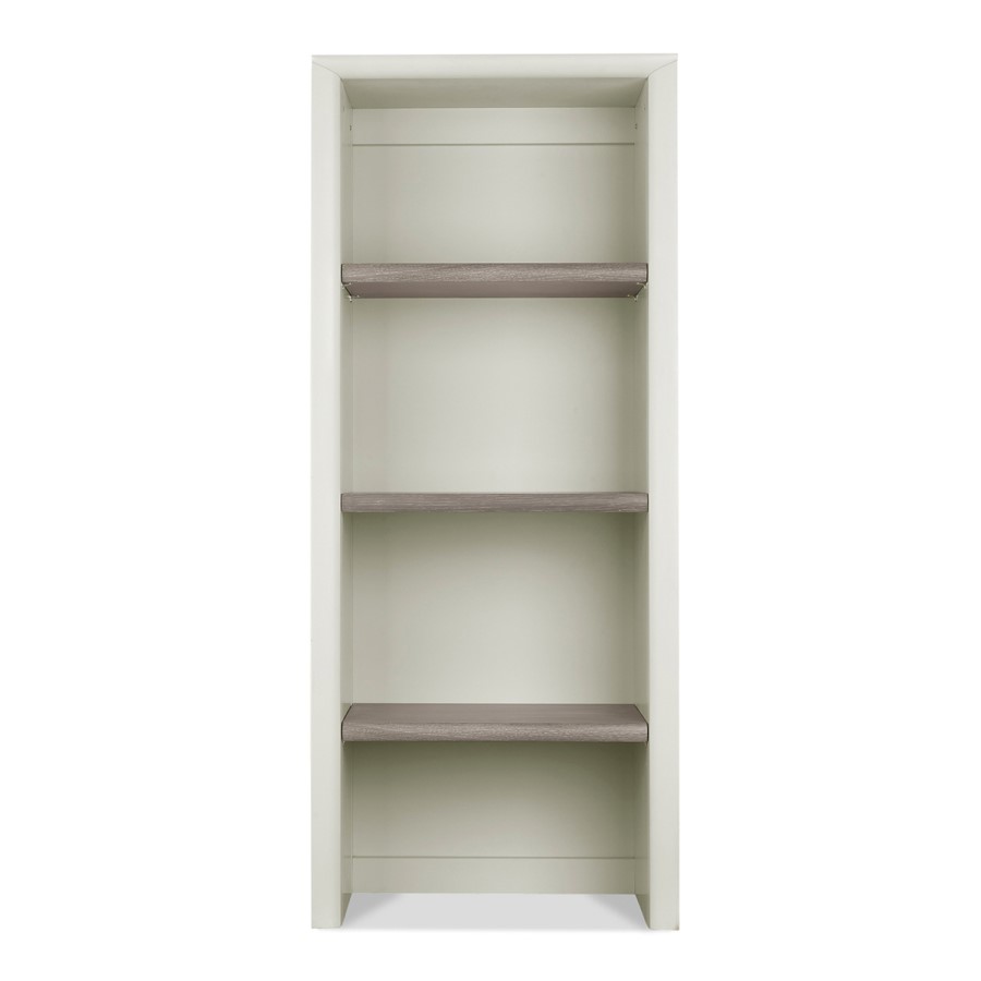 Bergen Narrow Top Shelving Unit in Soft Grey & Washed Oak