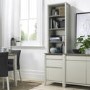 Bergen Narrow Top Shelving Unit in Soft Grey & Washed Oak