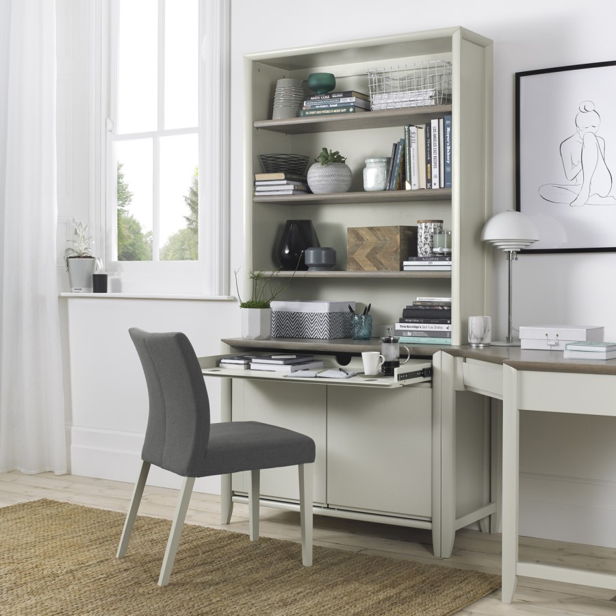 Bergen Wide Top Shelving Unit in Soft Grey & Washed Oak