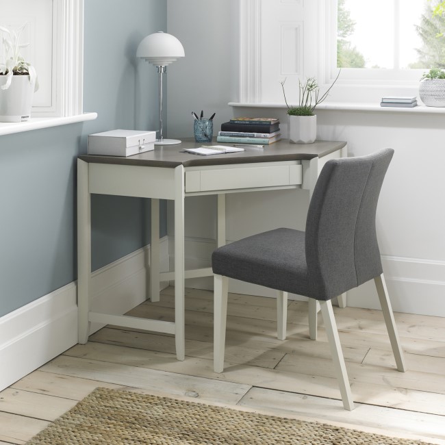 Bergen Corner Desk in Soft Grey & Washed Oak
