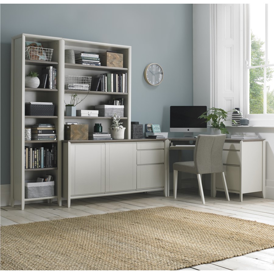 Bergen Corner Desk in Soft Grey & Washed Oak