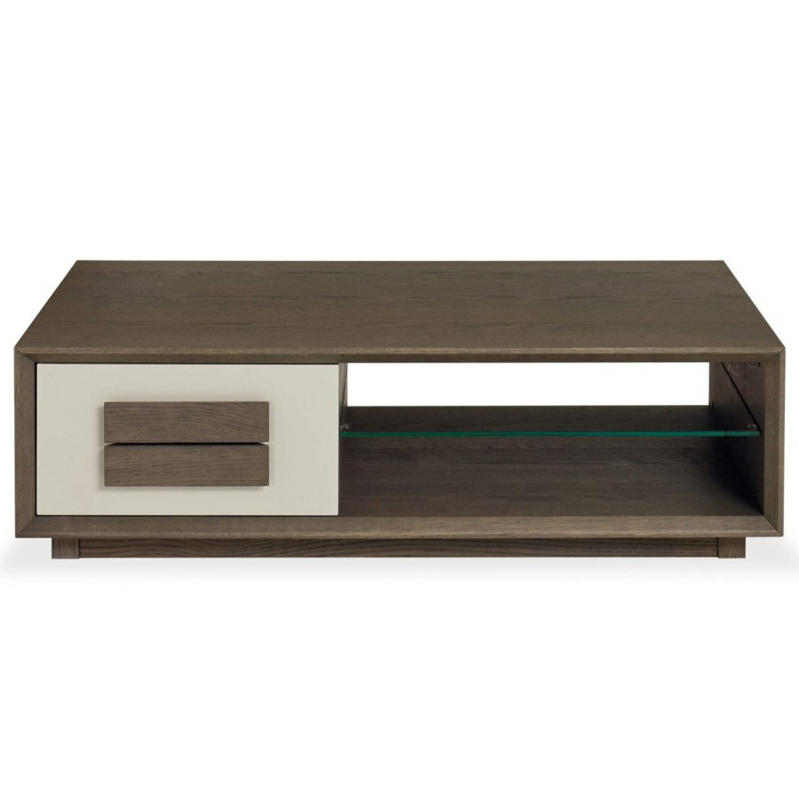 City Weathered Oak and Grey Coffee Table with Drawer