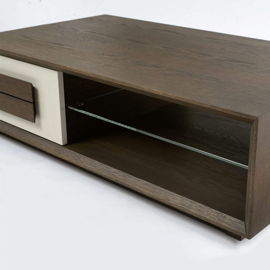 City Weathered Oak and Grey Coffee Table with Drawer