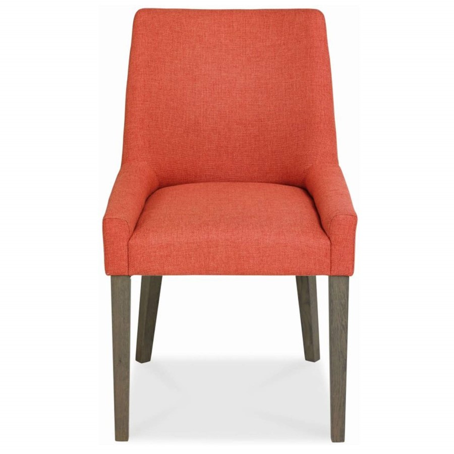 City Weathered Oak and Grey Pair of Scoop Back Chairs in Burnt Orange