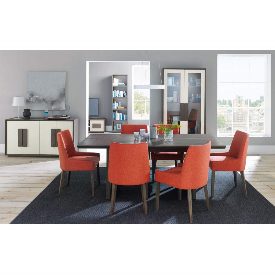 City Weathered Oak and Grey Pair of Scoop Back Chairs in Burnt Orange