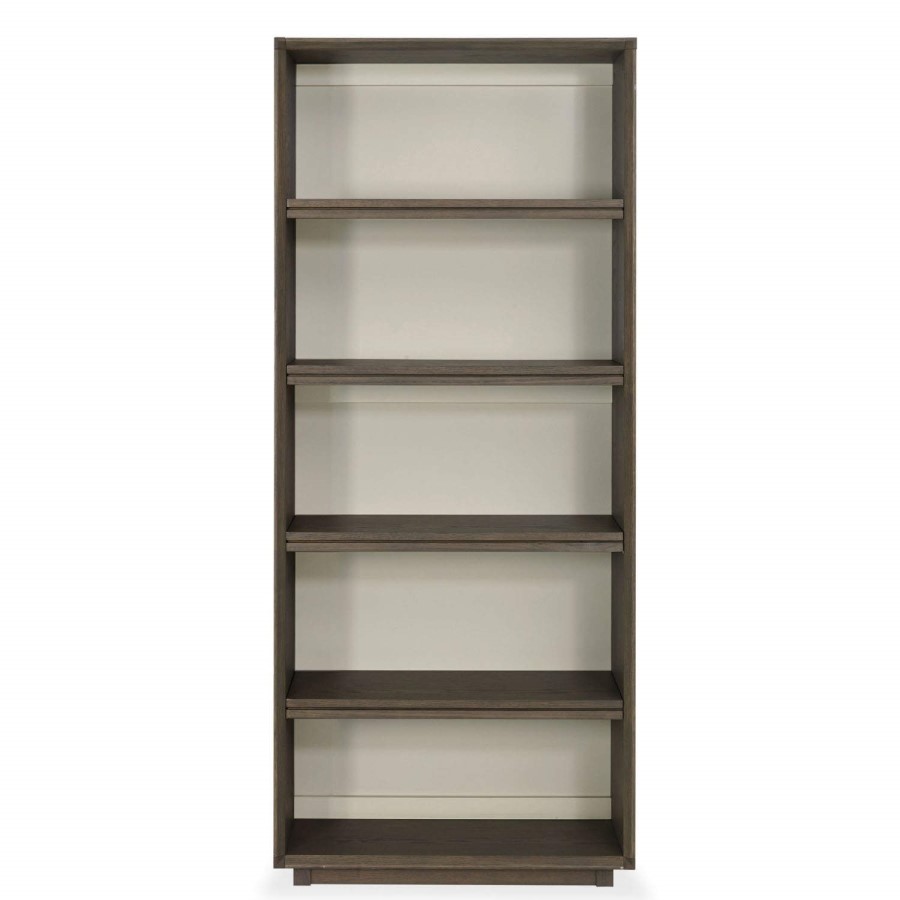 City Weathered Oak and Grey Wide Bookcase