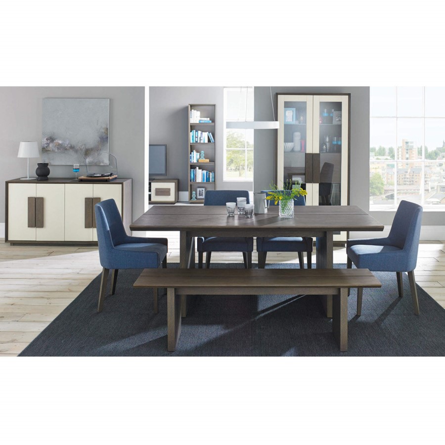 City Weathered Oak and Grey Wide Bookcase