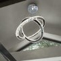 Chrome Ceiling Light with 2 Rings & Clear Crystal Glass - Clover