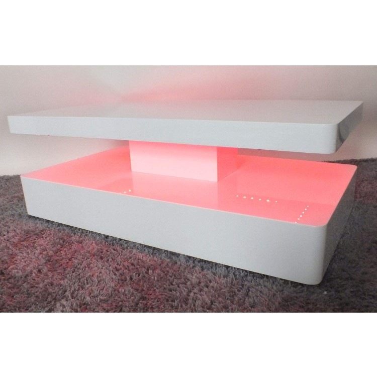 Tiffany White High Gloss Rectangular Coffee Table with LED Lighting 